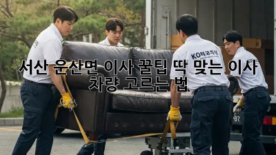서산 운산면 이사 꿀팁🍯: 딱 맞는 이사 차량 고르는 법